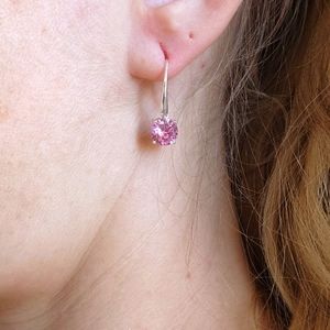 Sterling silver and barbie pink cubic zircon drop earings